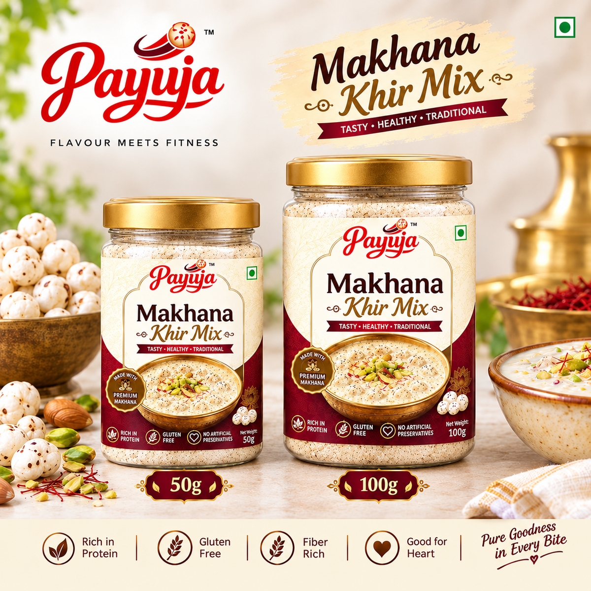 Payuja Satvik Makhana Kheer Mix | Traditional Kheer Mix | 100g