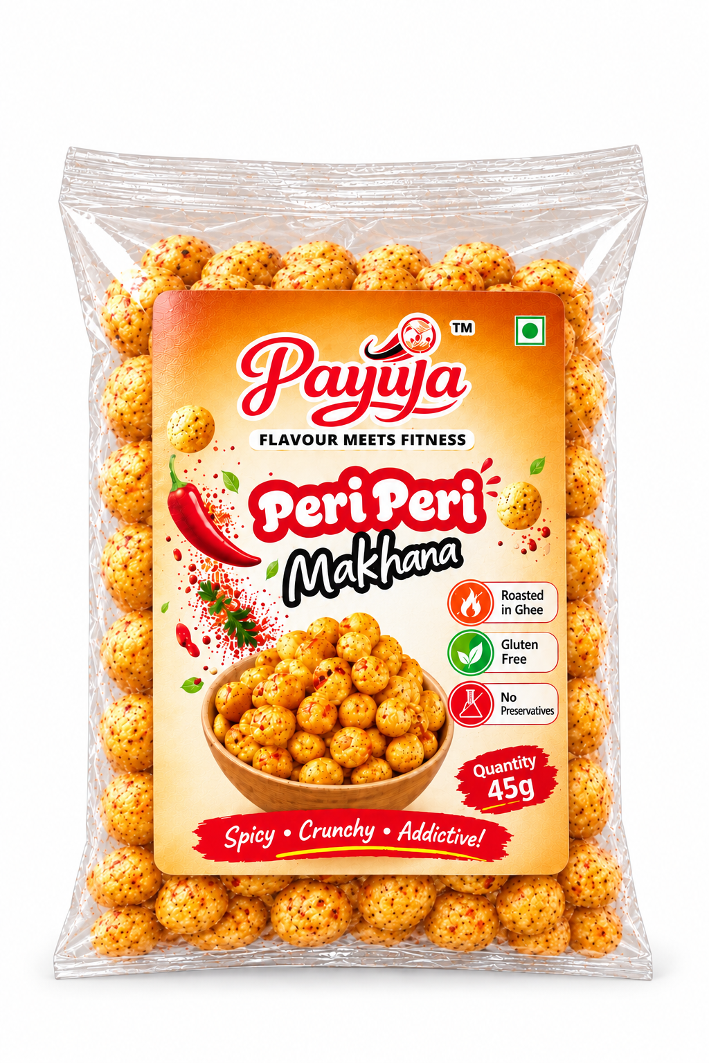 Payuja Peri Peri Makhana – Spicy & Crunchy Roasted Fox Nuts | 45g