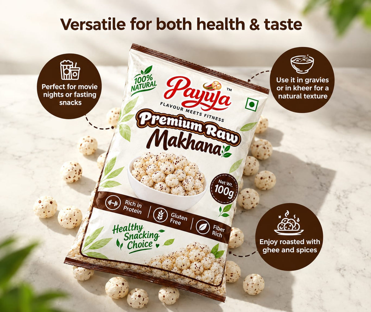 Payuja Premium Raw Makhana | Fox Nuts | 100g